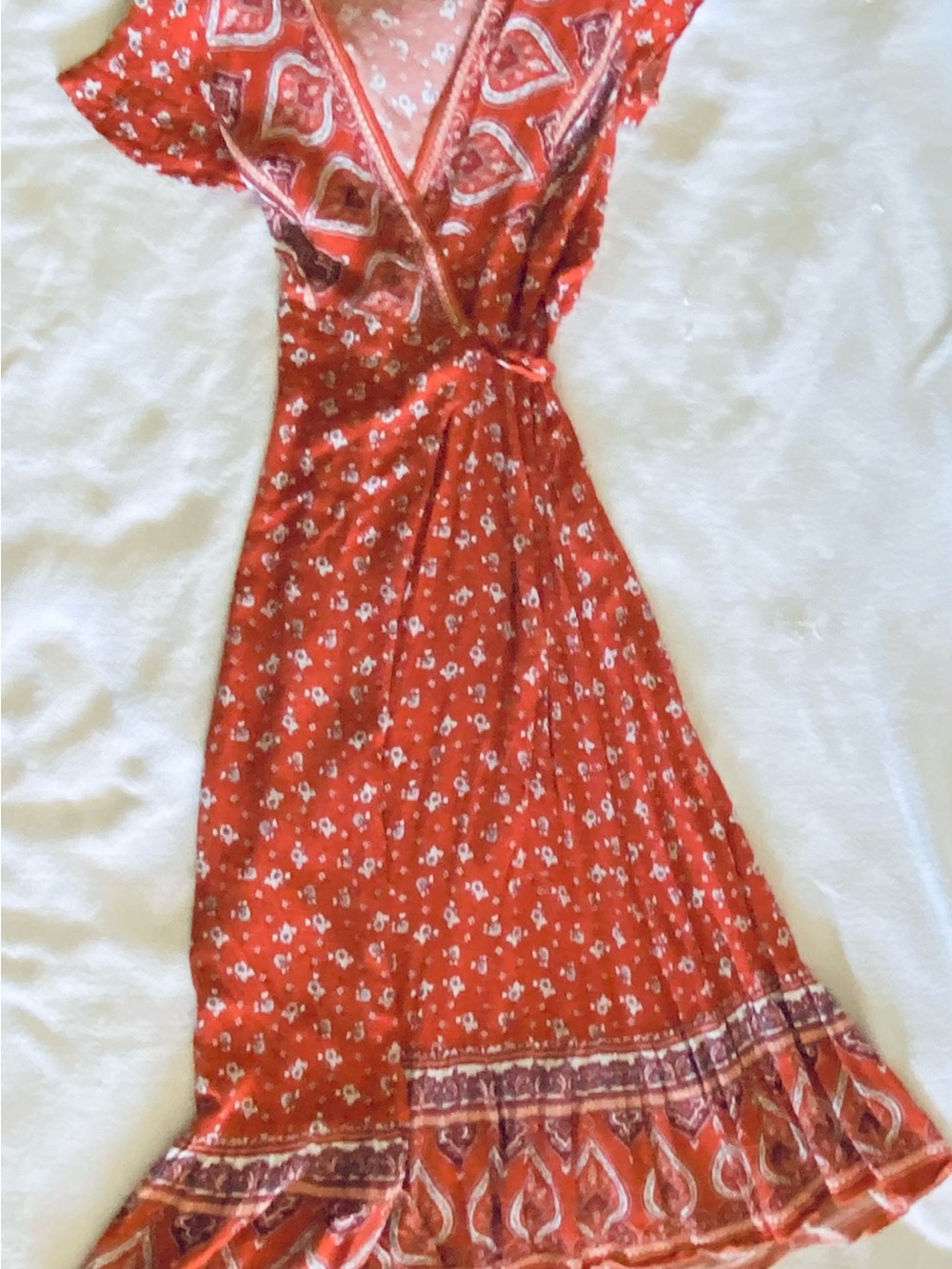 Boho Rust Floral Wrap Maxi Dress - Picture 6 of 7